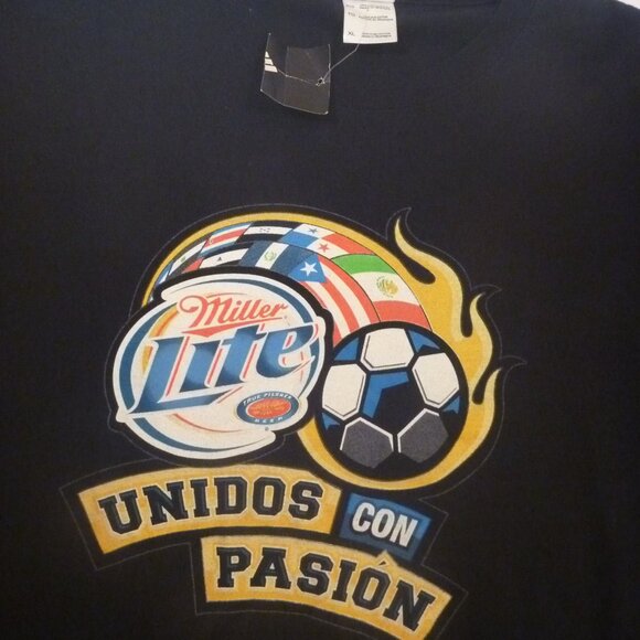 New  Miller Lite Beer Unidos Con Pasion Soccer Football Tee Shirt XL Vintage - Picture 4 of 7
